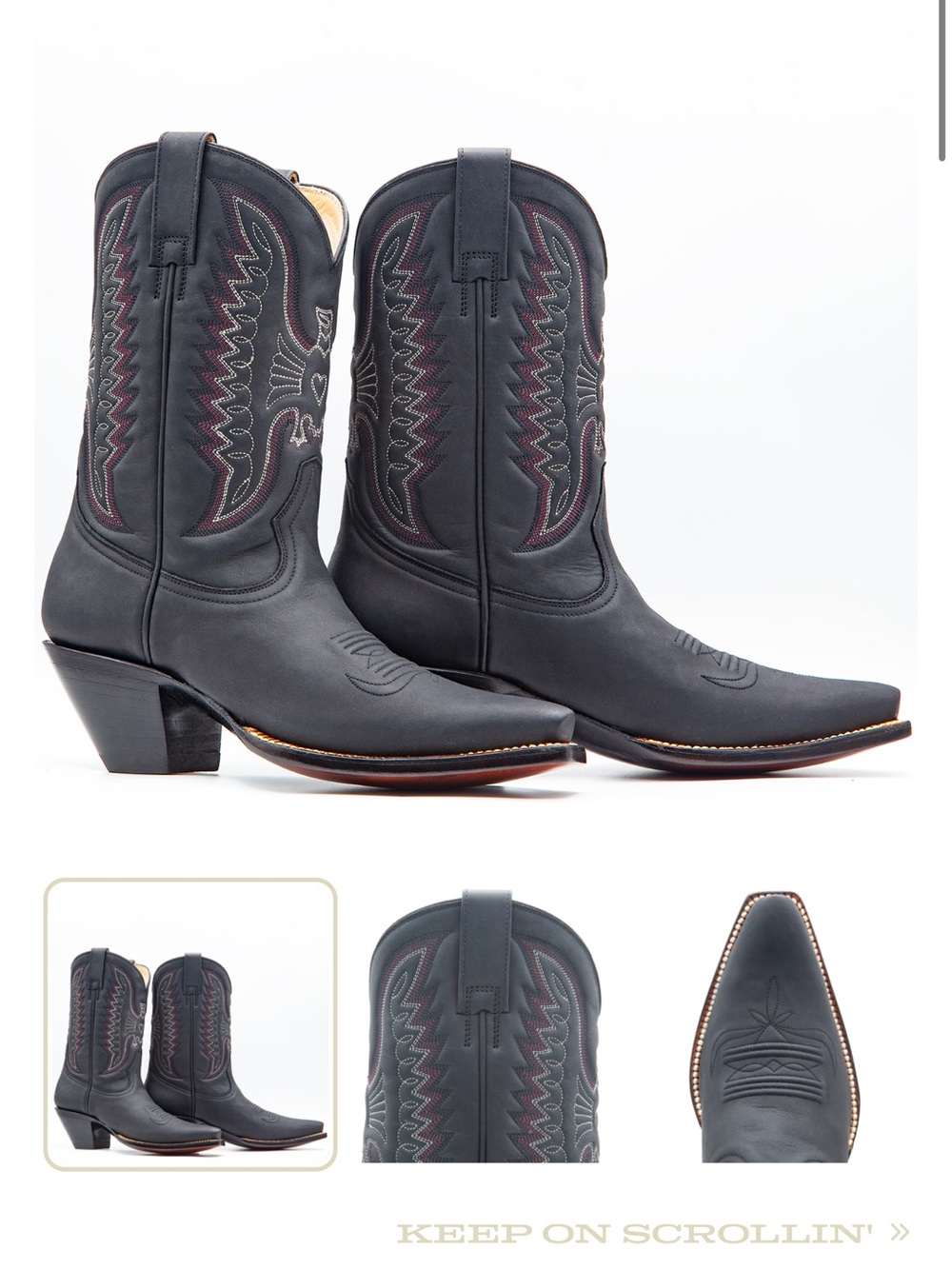 Heritage Boot Co. Black Cowboy Boots with Red Stitching